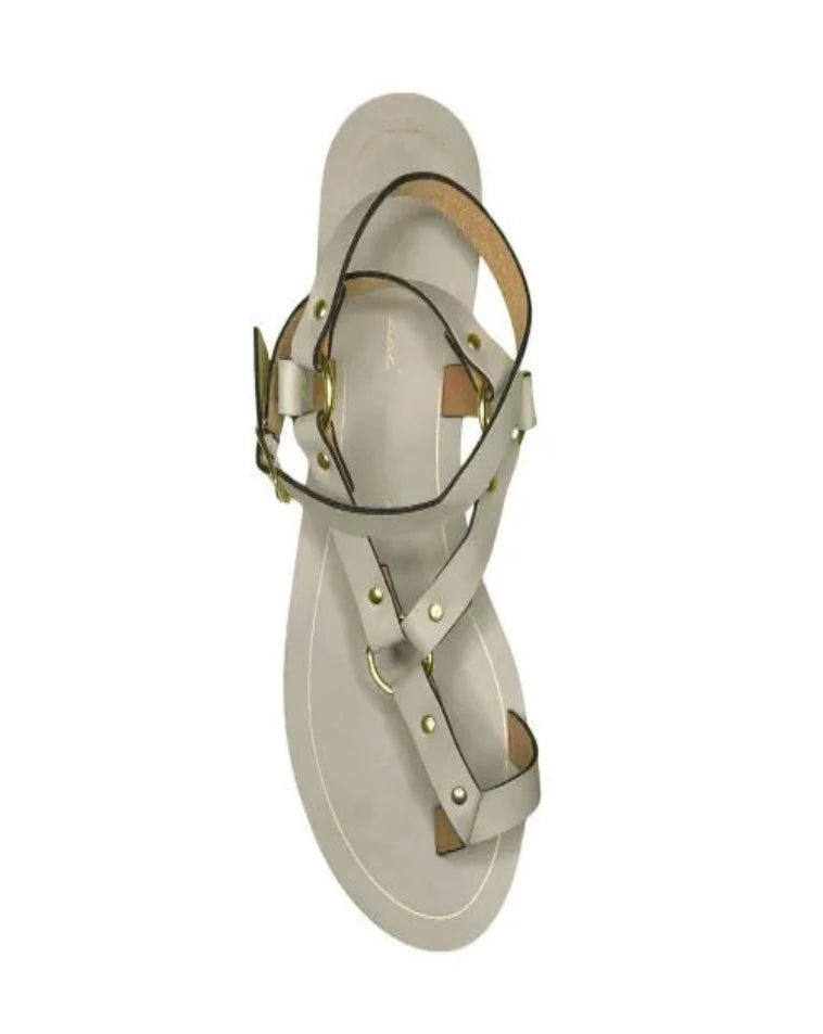 David Isaac Ithaca beige gold sandals.