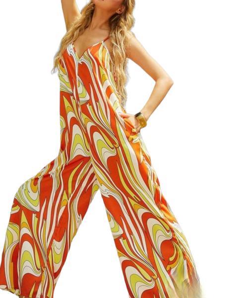 Multicolor wide leg jumpsuit