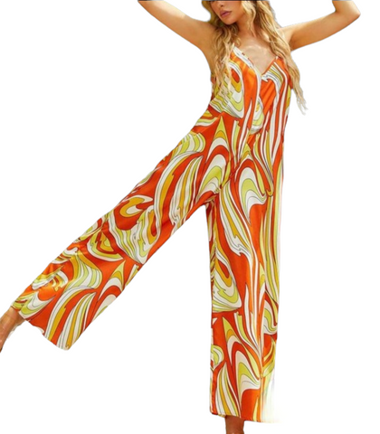 Multicolor wide leg jumpsuit