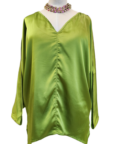 Satin oversized v neck top