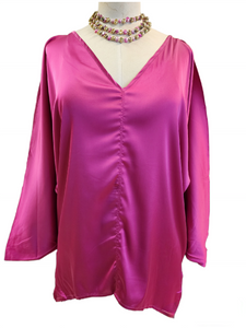 Satin oversized v neck top