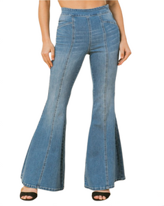 Denim waist band flared jeans