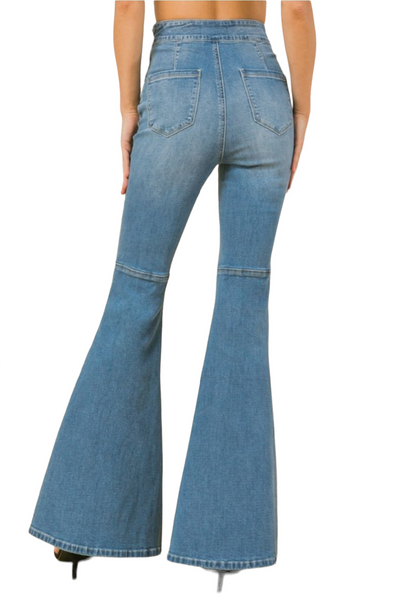 Denim waist band flared jeans