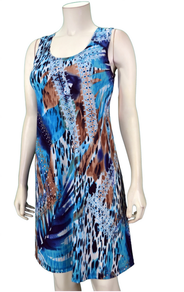 Printed sleeveless short casual dress