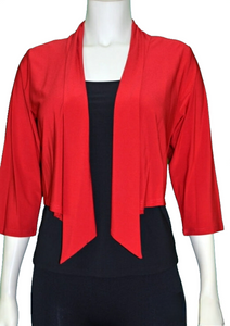 Jackets open front, 3/4 sleeves. Assorted colors