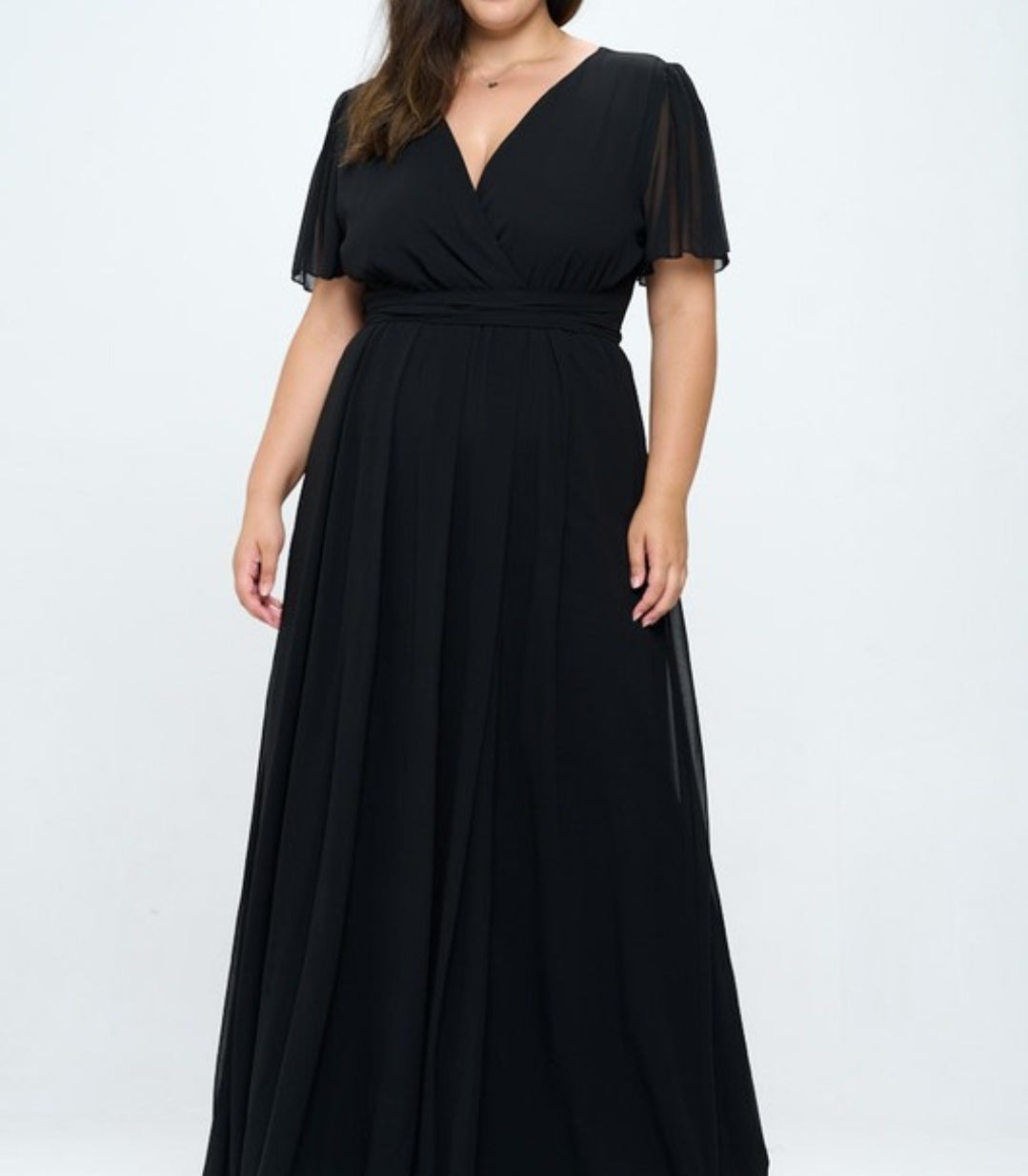 Black chiffon maxi dress. Plus size