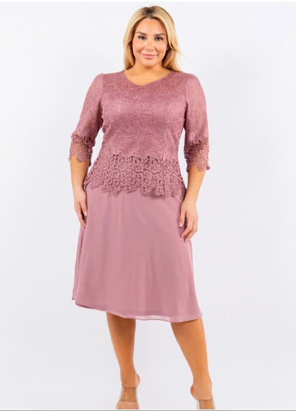 Dusty Rose lace dress. Plus size