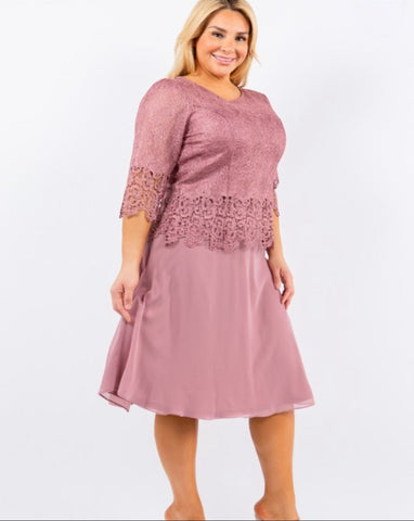 Dusty Rose lace dress. Plus size