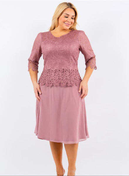 Dusty Rose lace dress. Plus size