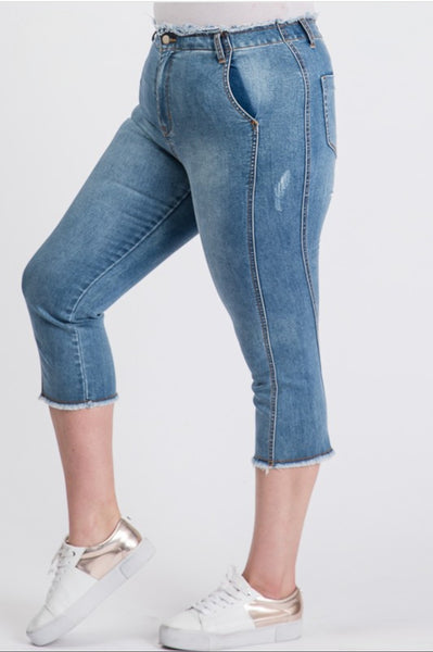 Denim blue capri pant. Plus size