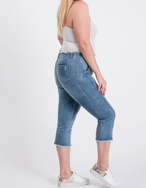 Denim blue capri pant. Plus size