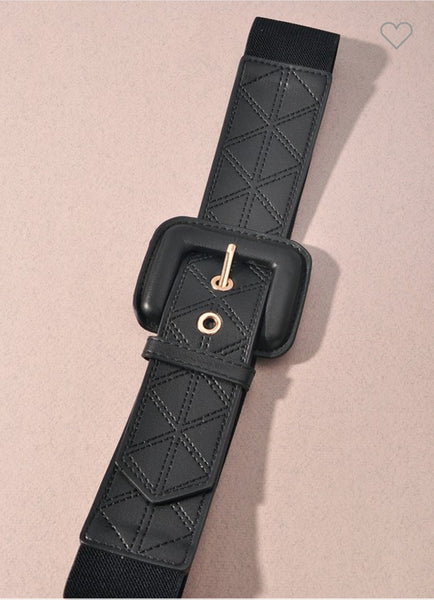 Elastic belt with square buckle