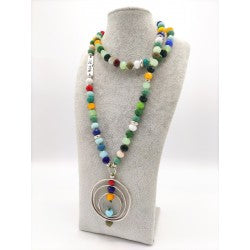 Maldita Rita multicolor stones necklace with silver pendant.