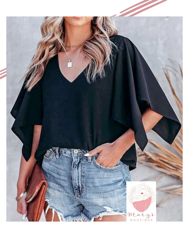 Black wide sleeve, loose fit top