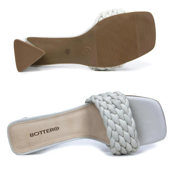 Beige Mila sandals with braided strap