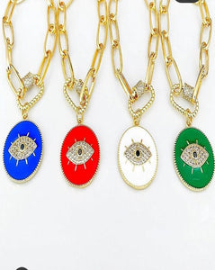 Lucky eye round colors chain bracelet.