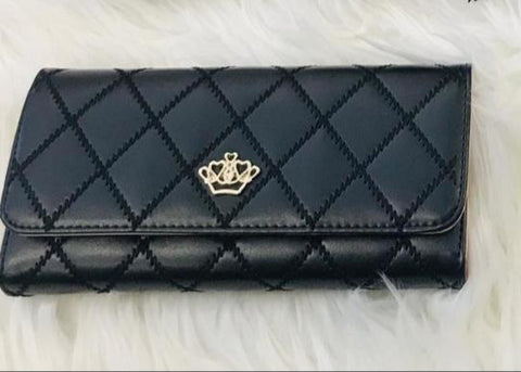 Black quilted wallet.